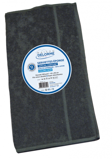 SERVIETTE EPONGE QUALITE SUPERIEURE GRISE ANTHRACITE x12